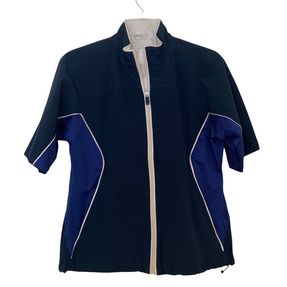 Glen Echo Women's Golf Jacket Size Medium Short Sleeves Windbreaker Rain Blue